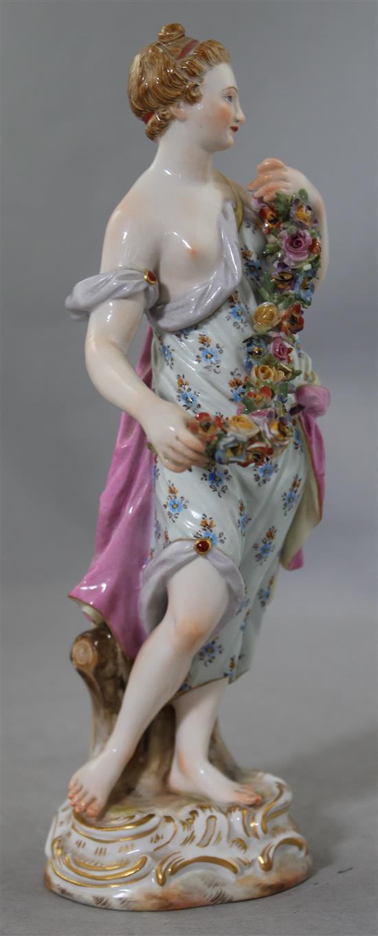 A Meissen figure of a maiden emblematic of Spring, late 19th century, 20cm